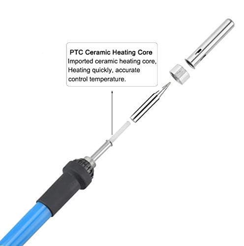 Techtest 60W 220V Temperature Adjustable Electric Welding Solder Soldering Iron Rework Station Handle Heat Pencil Tool -Blue (Soldering Iron With Bits) 4