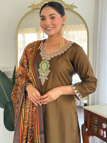 INDO ERA Women's White Pure Cotton Quirky Printed Straight Fusion Kurta & Pant Set 4