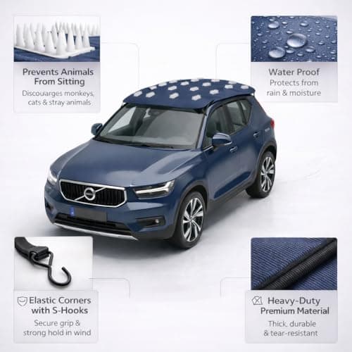Axmon® Car Roof Protector for Dogs & Monkeys | Extra-Large Spike Design | Waterproof | Universal Fit | Protects Car Roof from Scratches, Animal Damage, Dust & UV Rays | Heavy-Duty | Blue 2