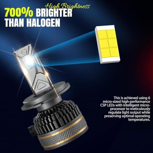 200W H7 Car LED Headlight Bulbs Hi & Lo Beam 20,000LM, 6500K Cool White | Driving Night Vision | Car Accessories | 2 Years Warranty (Pack of 2) (Cool White) (00W, H7) 2
