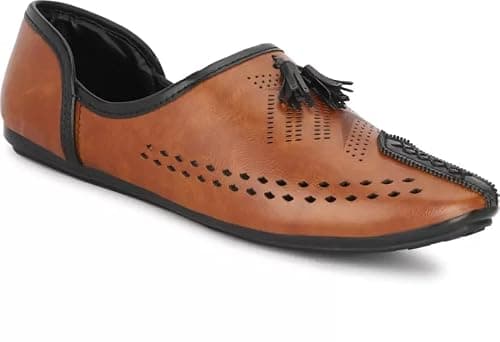 FAXIAN Men's Tan Synthetic Slip_On Trendy/Lightweight & Ethnic Mojaris 08 (UK/India) (2016)