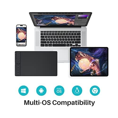 HUION Inspiroy 2 Medium Drawing Tablet with Scroll Wheel 8 Customized Keys Battery-Free Stylus for Digital Art, Design, Sketch, 9x5inch Graphics Tablet Works with Mac, PC & Mobile, 2023 Black (H951P) 2