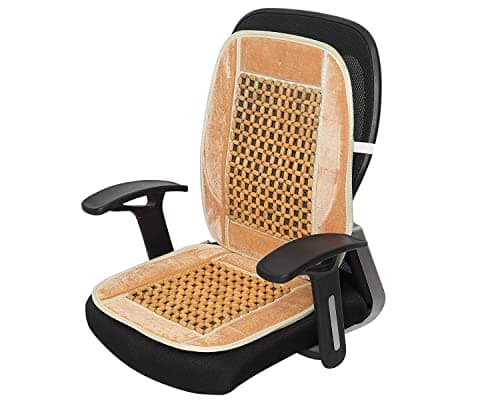 AutoWhrib Wooden Beads Cool Seat Cover Set for Cars Two Units | Car Seat Cover Accessory with Massage Cushion Mat | Breathable Seat Cover for Comfortable Drive 2