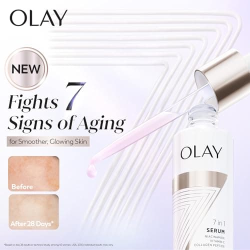 Olay 7in1 Ultra-light Face Serum | Niacinamide, Vitamin C, Collagen Peptides | Fights 7 Issues for Smooth & Glowing Skin | Normal to Oily Skin | Dermatologically Tested | Non Comedogenic | 30ml 2