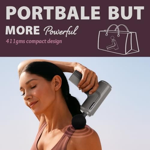 HealthSense Percussion Gun Massager machine for Full Body Pain Relief of Neck, Shoulder, Back, Arm & Foot for Men & Women | 2800 RPM Deep Tissue Massage Gun with Speed Indicator | 4 Removable Heads |  4