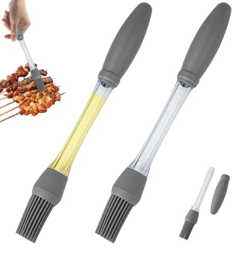 PRANSHIV Silicone Oil Brush with Dispenser Bottle | BBQ Basting Brush for Cooking, Baking & Grilling | Oil Spreader Brush for Kitchen, Tandoor & Air Fryer (Heat Resistant, Food Grade) (Pack of 1)