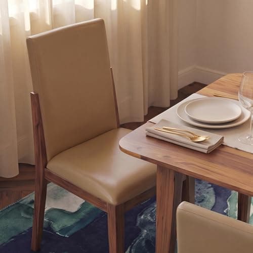 DecorNation Italiana Solid Wood Dining Room Set for Home, Living Room- Dining Table with Cushioned Chairs (Walnut, 4 Seater) 4