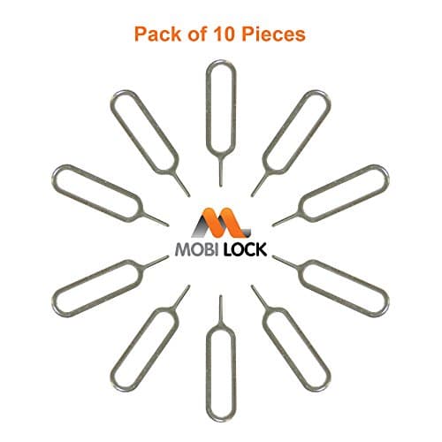 10pcs Sim Card Tray Removal Tool Compatible with All Smartphones and Tablets - iPhones, Android - Samsung, HTC, Pixel, Sony, Motorola - by Mobi Lock 3