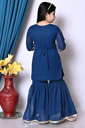 Jbegam Festive & Party Sarara Set Blue Suitable For 12-13 Years 2