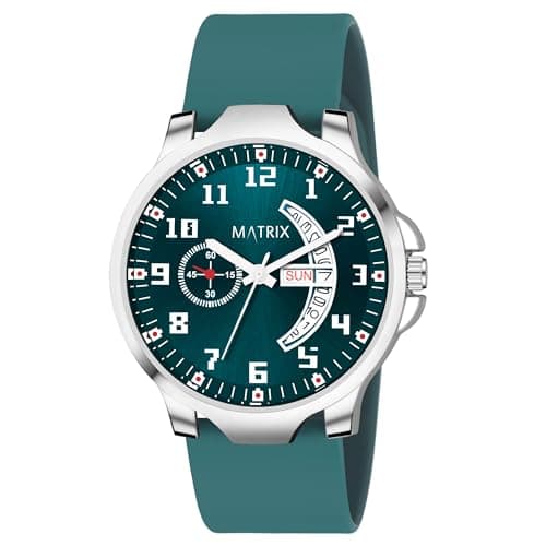 Matrix Classic 2.0 Day & Date Analog Watch with Softest Silicone Strap for Men & Boys (Teal) 4