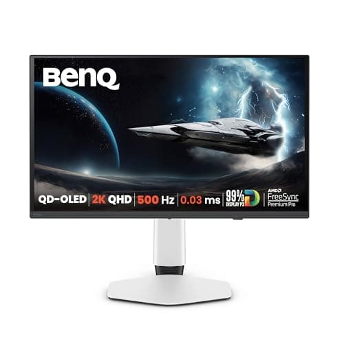 BenQ MOBIUZ EX271QZ 27” 2K QHD 3rd Gen QD-OLED 500Hz Gaming Monitor| 0.03ms GtG|HDMI 2.1, DP 1.4|USB-C|99% DCI-P3|AMD FreeSync Premium Pro|Game Art Mode|Height,Swivel, Tilt Adjustable(White)