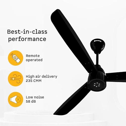 atomberg Renesa Enzel 1200mm BLDC Ceiling Fan with Remote | 5 star | Advance Air+ Technology | LED Speed Indicator | Low Noise | Sleek Design | Power Saving | 3 Year Warranty | Gloss Black 3