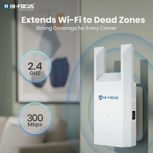 HI-Focus 300 Mbps Wi-Fi Range Extender (2.4 GHz) | Dual-Antenna Wireless Booster + Ethernet Port | Plug-and-Play Wi-Fi Repeater for Home & Office Coverage 2
