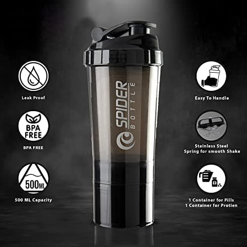 COOL INDIANS Fitness Combo Gym Shaker Bottle with Wrist Band Support Gym & Sports Kit l Weightlifting l Powerlifting l Wrist Band l Gym Shaker l Shaker Bottle l Gym Bottle (500) ML (Black) 2