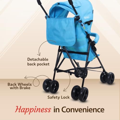 LuvLap Tutti Fruti Baby Stroller/Buggy, Lightweight, Compact & Travel Friendly Pram for 6-36 Months, 5 Point Safety Harness, Extendable Canopy, Upto 15Kg (Light Blue) 5