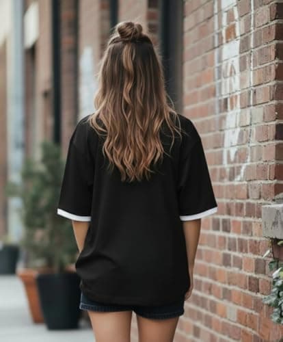 TQH Tshirt for Women | Oversized Tshirt for Woman | Tops for Women Western | Women's Tops | Woman Tee Loose Fit Drop Shoulder Printed T-Shirt for Casual Summer College Travel 3