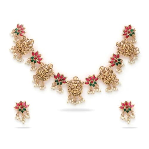 Shining Diva Fashion Necklace Jewellery Set for Women Traditional Latest Stylish Design Fancy Temple (rrsd17036s)