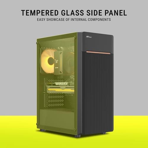 Ant Value VM24 Computer Case/Gaming Cabinet - Black | Support ATX, M-ATX, ITX | Pre-Installed 1 ARGB Fan 3