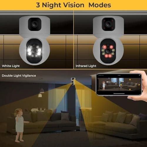 Guard Well 5MP Indoor WiFi Smart CCTV Camera for Home | 1080p HD | Color Night Vision | Motion Detection | Two Way Audio | Wireless Home Security Camera with Mobile App V380 Pro (CV Dual Lens) 4