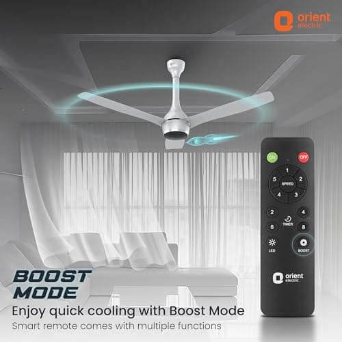 Orient Electric Newly Launched 1200 mm Aeon BLDC PRO, BEE 5-star rated, Anti-Dust Designer Ceiling fan with Remote & 5 yrs Warranty by Orient, Boost mode for High Air Delivery - Platinum Silver 5