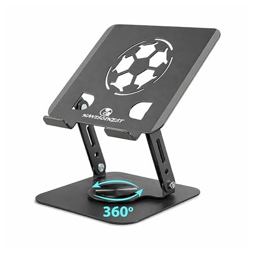 NAVISCINEST Aluminum Laptop Stand for Desk – 360° Rotating Swivel Base, Height Adjustable Ergonomic Riser – Foldable & Portable Notebook Holder Compatible with MacBook, HP, Dell, Lenovo