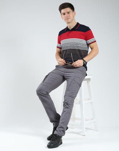 Monte Carlo Men's Regular Fit Striped Polo T-Shirt | Half Sleeve | Collared Neck | Casual Wear T Shirt for Men's Navy Blue M (Pack of 1) 5