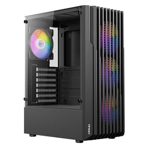 Antec AX22 Elite Mid-Tower Case - Black | Supports ATX, M-ATX, ITX | 3 x 120mm Fixed RGB Fans & 1 x 120mm RGB Rear Fan | Tempered Glass | Support 240mm Radiator | Max GPU Length 295mm 4