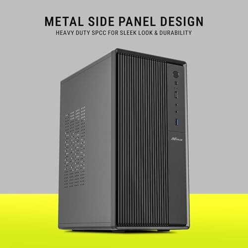 Ant Value VM3P Mid-Tower Computer Case/Office Cabinet - Black | Support Micro ATX, ITX | Built-in 2X USB Ports and Pre-Installed Power Supply 3