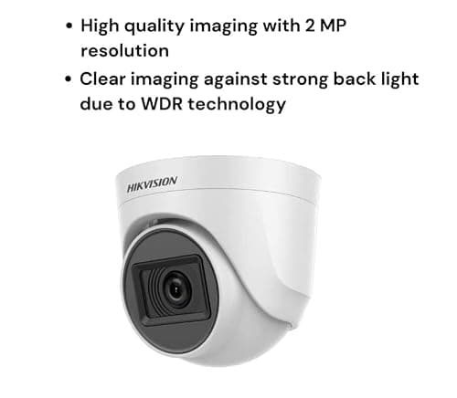 HIKVISION 2Mp Indoor Wired Color Camera for Dvr Ds-2Ce5Ad0T-Itp Eco Bnc/Dc, White - 1080P 4