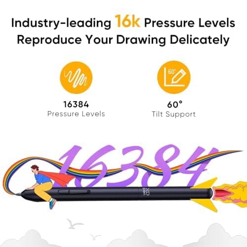 XPPen Deco 640 Graphics Drawing Pen Tablet 6x4 inches with 16384 Levels Pressure Sensitivity, 8 Soft Shortcut Keys, Battery Free Stylus, Android Support, Black 2