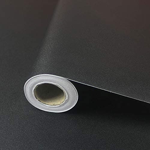 Wolpin Black Solid Colour Self Adhesive Wallpaper (45 x 300 CM, Black) | DIY Home Renovation Sheet for Furniture Cabinets Kitchen Cupboard Gift Wrapping | Waterproof Peel & Stick PVC Decorative Film