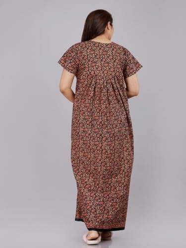 Rajeraj Cotton Women/Girls Nighty/Night Wear/Sleep Wear/Night Gown/Gown/Maxi-33 Brown 4