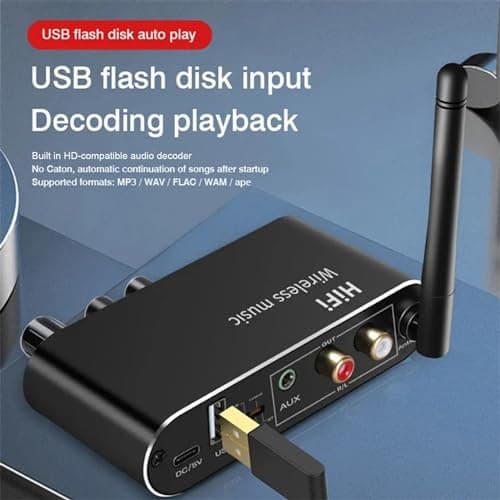 MICROWARE Wireless Bluetooth 5.1 Receiver Optical Fiber Coaxial Audio Decoder Converter U Disk AUX in Lossless for Old Computer T-V (T01) 5