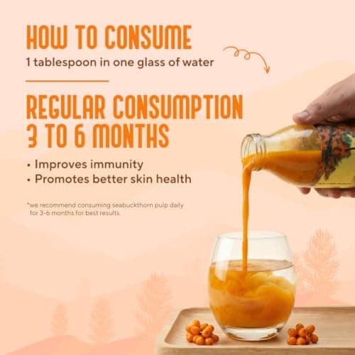 My Pahadi Dukan 1200ml Himalayan Sea Buckthorn Berry Pulp, Antioxidants, Rich in omega 3 6 7 9 and vitamin C, Boosts Immunity, Skin Glow and Gut Health, No Added Sugar, Plant-Based Wellness Drink 4
