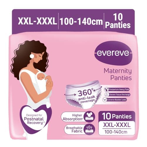 Evereve Maternity Period Panties for Women, (XXL-XXXL), 10 Pcs, Postpartum Heavy Flow Bleeding, 360 Degree Leak Protection, 3X Absorption, Soft Breathable Disposable Panties for Postnatal Recovery