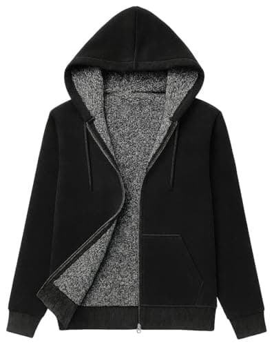 ADBUCKS Cotton Blend Winter Wear Standard Length Jacket Inside Full Black & White Fur & Made By Rich Cotton Fabric With Hoodies For Mens (Black, Xx-Large)