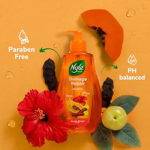 Nyle Naturals Damage Repair Anti Hairfall Shampoo, With Shikakai And Hibiscus,Gentle and soft shampoo, PH balanced and Paraben free, For Men and Women, 400ml 5