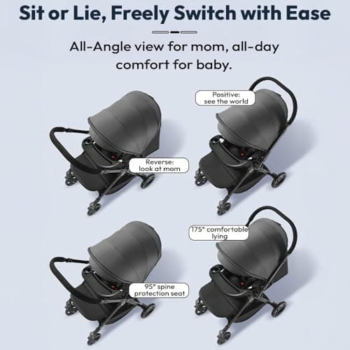 StarAndDaisy Stroller for Baby Boy Girl 0 to 5 Years/Foldable Baby Stroller Light Weight with Multi-Level Seat Recline, 5 Point Safety Belt, & Canopy Pram for Kid (Black) 5