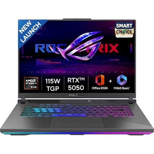 ASUS ROG Strix G16,Smartchoice, AMD Ryzen 9 8940HX, Gaming Laptop(RTX 5050-8GB/16GB RAM/1TB SSD/FHD+/16"/165Hz/90Whr/Windows 11/M365 Basic (1Year)*/Office Home 2024/Eclipse Gray/2.5 Kg) G614PH-RV033WS