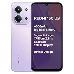 REDMI 15C 5G Dusk Purple 4GB + 128GB | Royale Design | Massive 6000mAh Battery | Segment's Largest 17.53cm Display Up to 120Hz | MediaTek Dimensity 6300 | 33W Fast Charging | 50MP AI Dual Camera