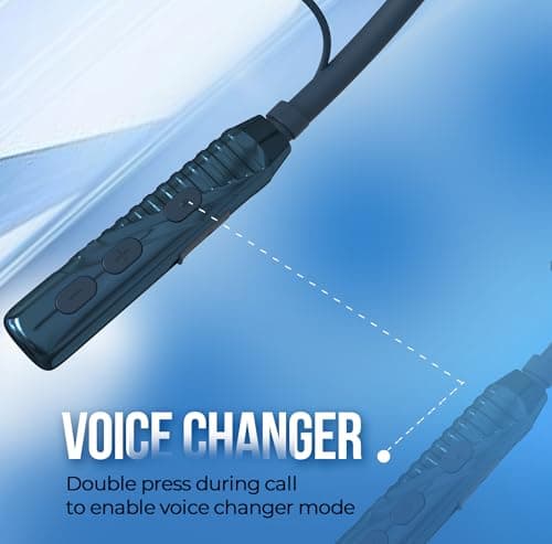 AROMA NB124 Blynk Wireless Neckband Bluetooth Earphones with up to 100H Playtime | ENC | Voice Changer | Fast Charging | Metallic Blue 4