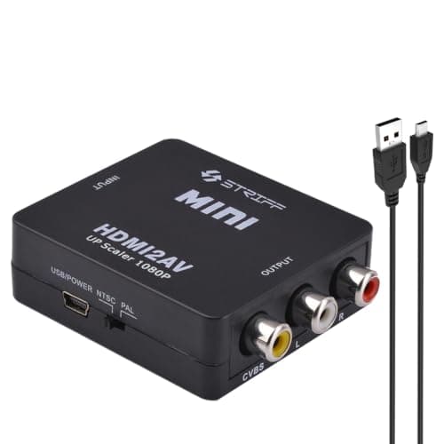 STRIFF VideoBridge HDMI to RCA Converter Adapter, HDMI to AV CVBS Composite Video Audio Converter, PAL/NTSC Support, USB Powered, 1080P Compatible for TV, PC, Laptop, Fire TV Stick