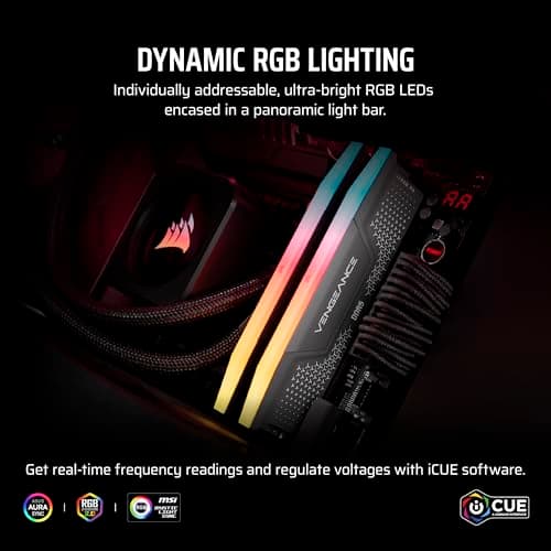 CORSAIR Vengeance RGB RS DDR5 RAM 32GB (2x16GB) Up to 6000MHz CL36-44-44-96 1.35V AMD Expo Intel XMP Computer Desktop Memory – Gray (CMG32GX5M2E6000Z36) 4