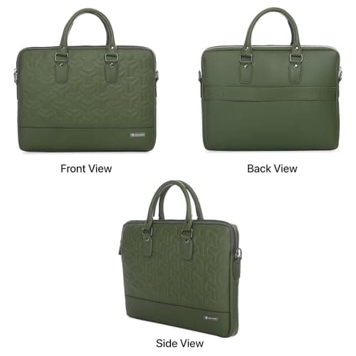 eller santé® 15 Inch Laptop Bag Leather Collection Messenger Organizer Shoulder Sling Office Bag for Men & Women With Adjustable Strap for Laptop and MacBook up to 15" (Green) 6