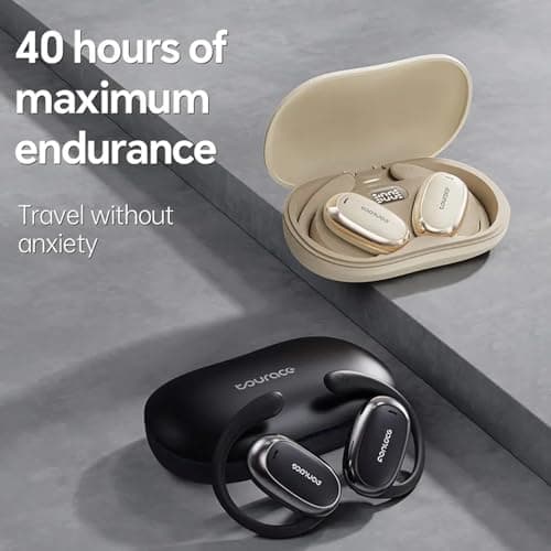 TOURACE True Wireless Stereo Bluetooth 5.4 Earbuds | Open-Ear Design | ENC Noise Reduction | LED Power Display | 40H Long Battery | Type-C Fast Charging [S718, Black ] 4