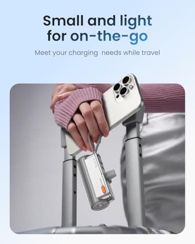 Sharge Flow Mini 2 Power Bank, Portable Charger 22.5W PD Fast Charging with Dual Plugs and Built in Cable 5000mAh Small Battery Pack USB-C Lightning for iPhone 17/16/15/14 Galaxy S25 AirPods 5