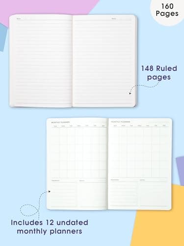 DOODLE A5 Undated Planner Notebook – 160 Pages (12-Month Planner + Notes), Soft Cover Journal with 80 GSM Paper – Motivational Quote Design, Compact Diary for Work, Study, Travel & Gifting 4