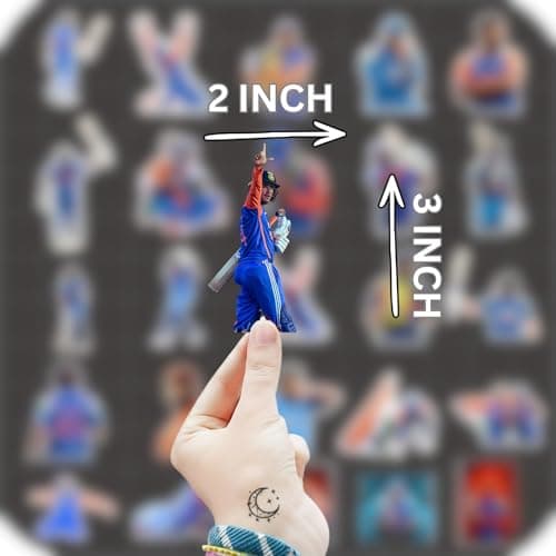 Abhishek Sharma Stickers Pack (25 Pieces) – Cricket Vinyl Stickers for Laptop, Mobile, Water Bottle, Helmet | Waterproof & Durable | Gifts for Cricket Fans | Abhishek Sharma Merch 4