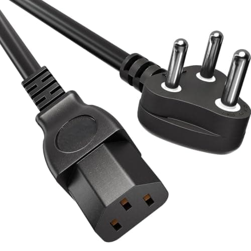 HIven Power Cord 1.8M Cable, India Plug IEC Computer Mains for Desktop 3 pin PC, Monitor SMPS and Printer, Supply, TV in 1.5 mm