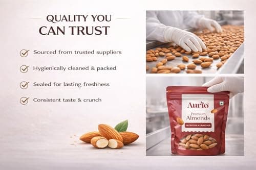 Aurio Premium Almonds (Badam) 250g | 100% Natural, Crunchy & Fresh | High in Protein & Fibre | Healthy Dry Fruits (250g) 5